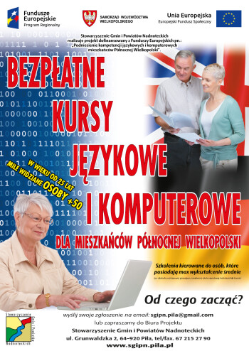 Stowarzyszenie Gmin i Powiatów Nadnoteckich organizuje bezpłatne kursy z j. niemieckiego, angielskiego i komputerowe dla mieszkańców północnej Wielkopolski