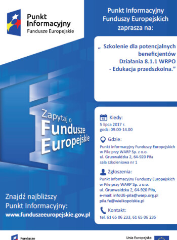 Szkolenie dla potencjalnych beneficjentów Poddziałania 8.1.1 WRPO – Edukacja przedszkolna