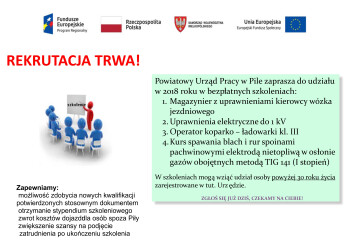 Bezrobotni mogą zdobyć ciekawy zawód. PUP w Pile zaprasza na szkolenia