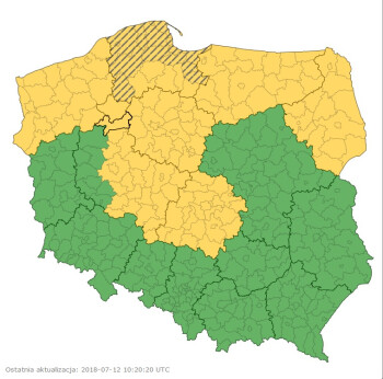 Intensywne deszcze, mogą wystąpić burze