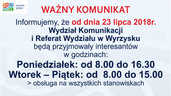 Ważne zmiany w wydziale komunikacji dla interesantów