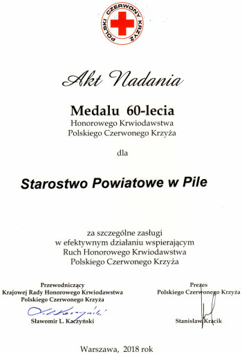 Przewodniczący Krajowej Rady Honorowego Krwiodawstwa Polskiego Czerwonego Krzyża 