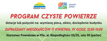 Program CZYSTE POWIETRZE. Zapraszamy mieszkańców na spotkanie  