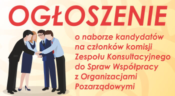 Ogłoszenie o naborze kandydatów na członków Zespołu Konsultacyjnego do Spraw Współpracy z Organizacjami Pozarządowymi 