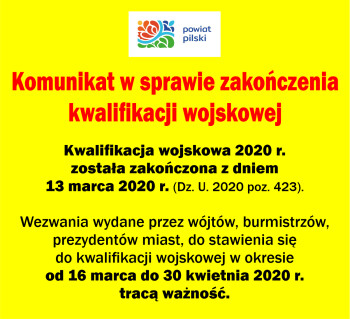 Komunikat w sprawie zakończenia kwalifikacji wojskowej