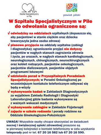 Funkcjonowanie szpitali w związku z zagrożeniem zakażenia koronawirusem