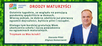 Życzenia i stypendia Starosty Pilskiego dla maturzystów