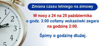 Zmiana czasu z letniego na zimowy