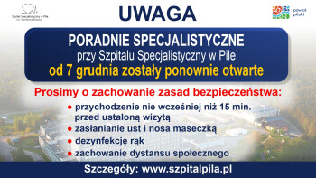 Poradnie w pilskim szpitalu wznowiły przyjmowanie pacjentów 