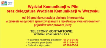 Ważny komunikat Wydziału Komunikacji w Pile