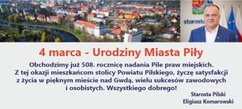 Życzenia dla mieszkańców z okazji Dnia Piły 