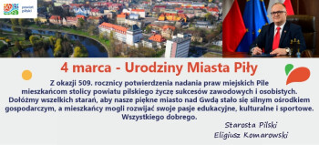 Życzenia dla mieszkańców Piły 