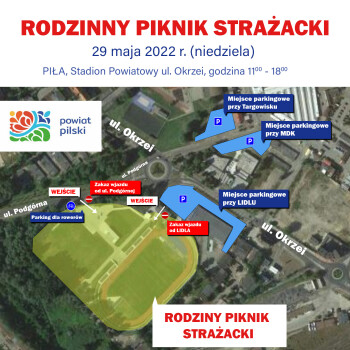 Miejsca parkingowe podczas Rodzinnego Pikniku Strażackiego