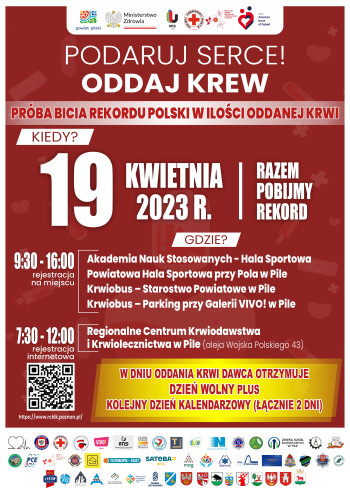 19 kwietnia w Pile bijemy rekord Polski w ilości oddanej krwi! 