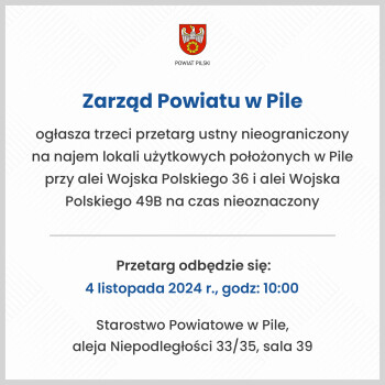 Przetarg na najem kolejnych lokali użytkowych w Pile 