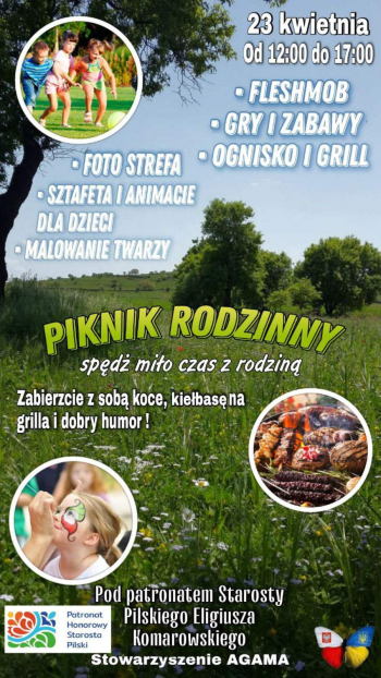 Zapowiedź pikniku integracyjnego dla rodzin z Ukrainy i Polski, który odbędzie się 23 kwietnia na stadionie przy Okrzei w Pile
