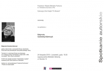 Zapraszamy na spotkanie autorskie z Małgorzatą Gutowską – Adamczyk