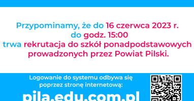 Rekrutacja do szkół prowadzonych przez Powiat Pilski