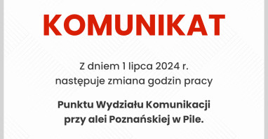 Zmiana godzin pracy Punktu Wydziału Komunikacji przy alei Poznańskiej